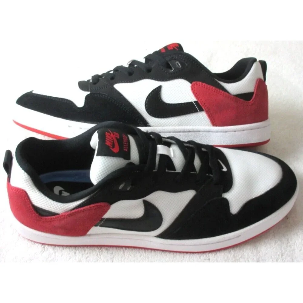 Nike Men's SB Alleyoop Classic Skate Shoes White Black University Red Sizes NIB